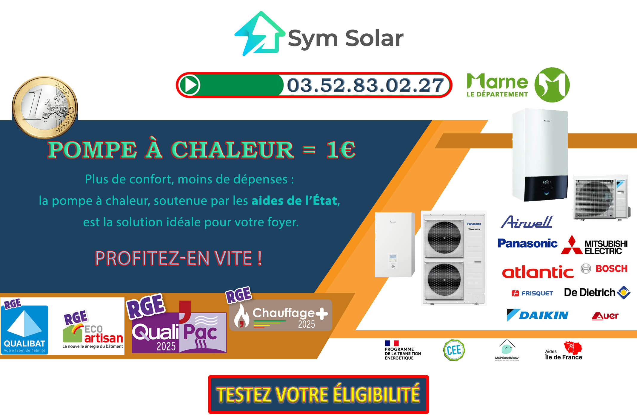 Pompe à chaleur 1 euro Châlons en Champagne